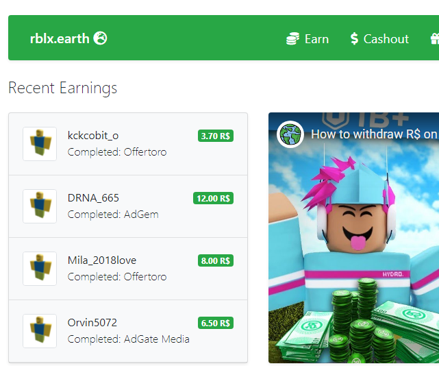 how to cashout in RBLX.EARTH